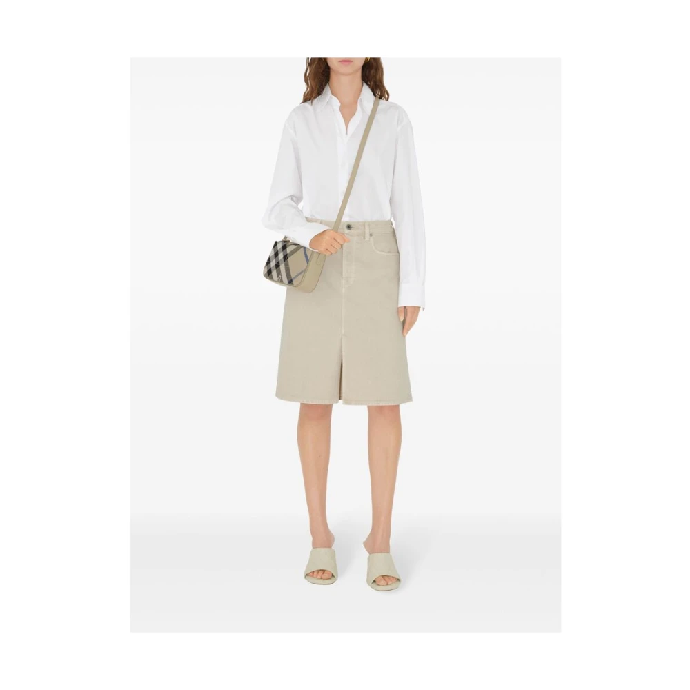 Burberry Geruite Patroon Schoudertas Beige Dames
