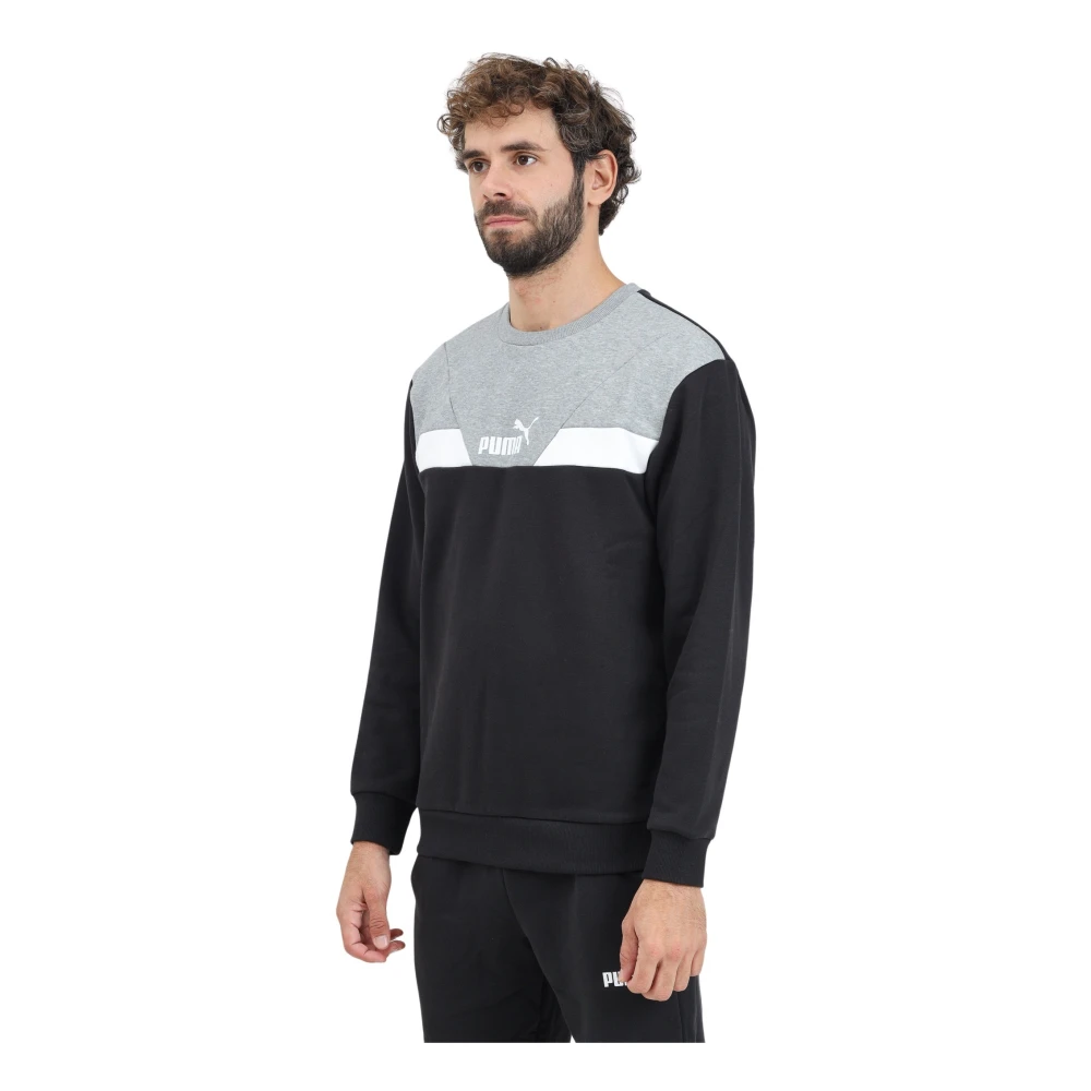 Puma Colorblock Crewneck Sweater Black Heren