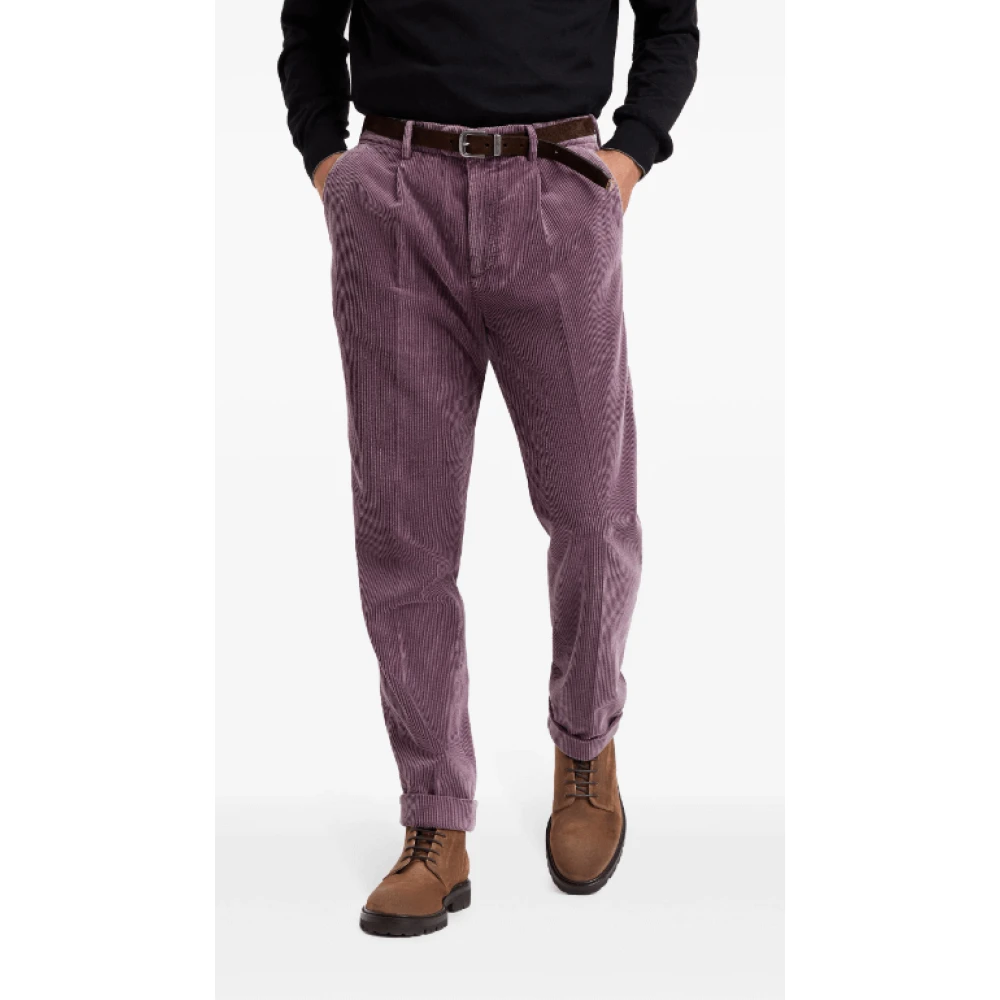 BRUNELLO CUCINELLI Rode Corduroy Tapered Leg Broek Red Heren