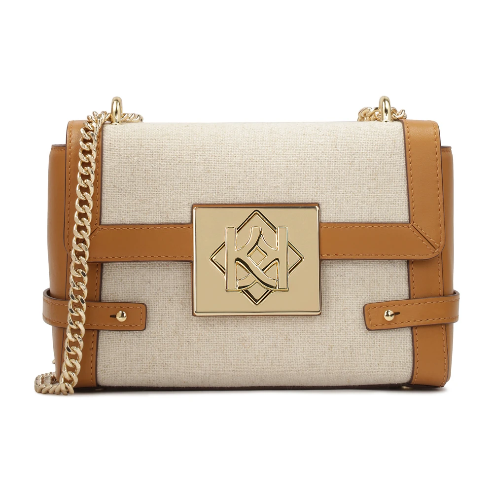 Kazar Beige linnen stof kettinghandtas Brown Dames