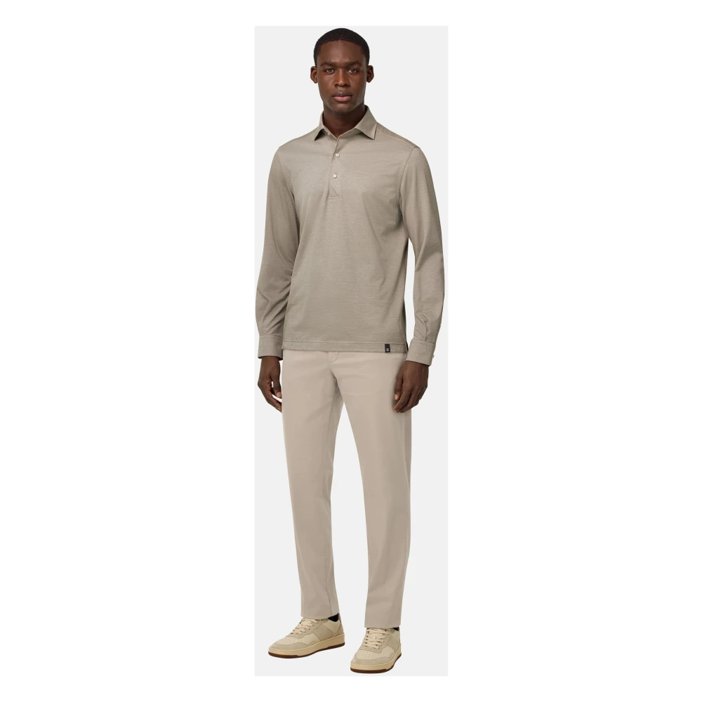 Boggi Milano Stretch Katoenen TENCEL Broek Beige Heren