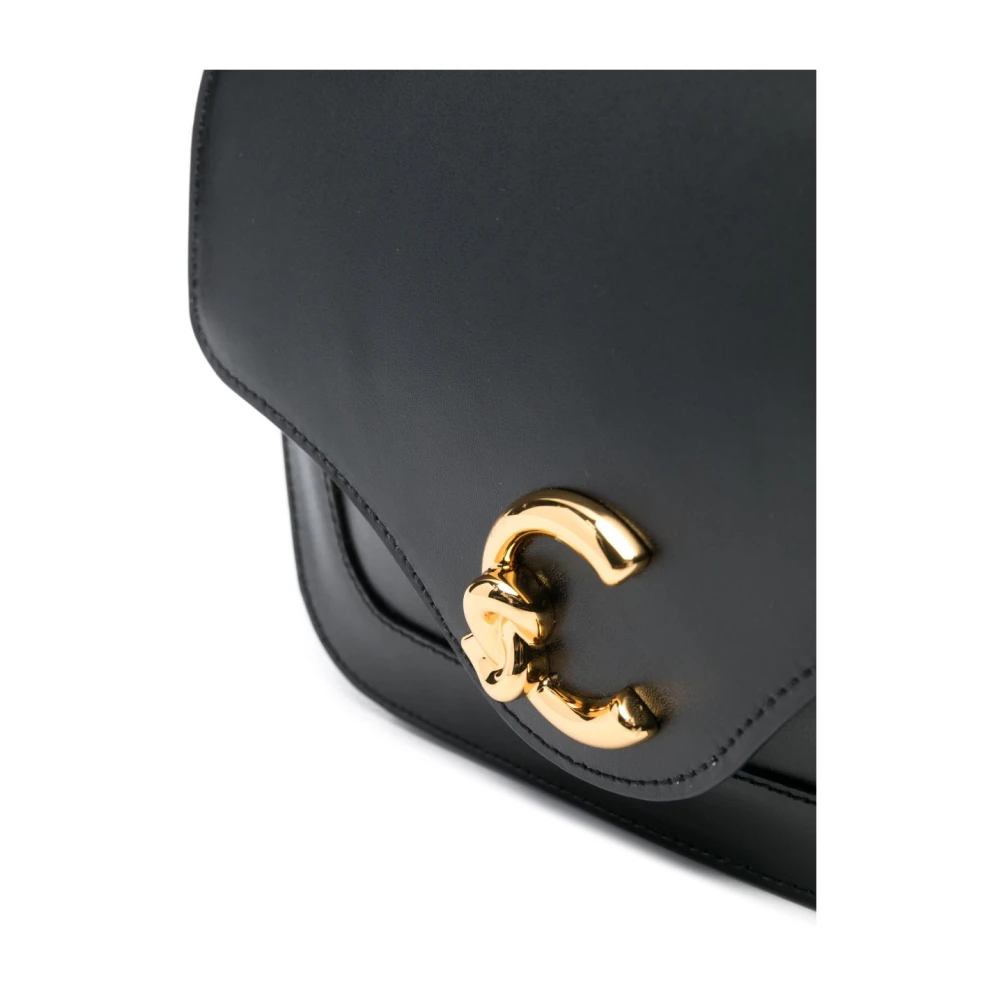 Coccinelle Zwarte leren crossbody tas met logo Black Dames