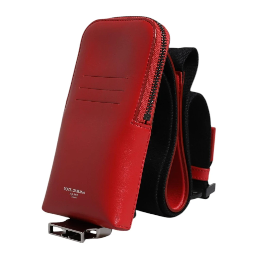 Dolce & Gabbana Rode Leren Logo Kaarthouder Portemonnee Red Heren