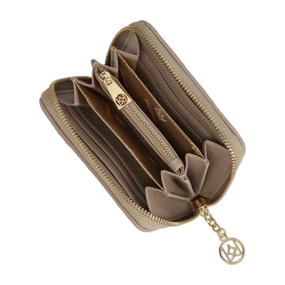 Kazar Kleine portemonnee met opvallend quilten en rits Beige Dames
