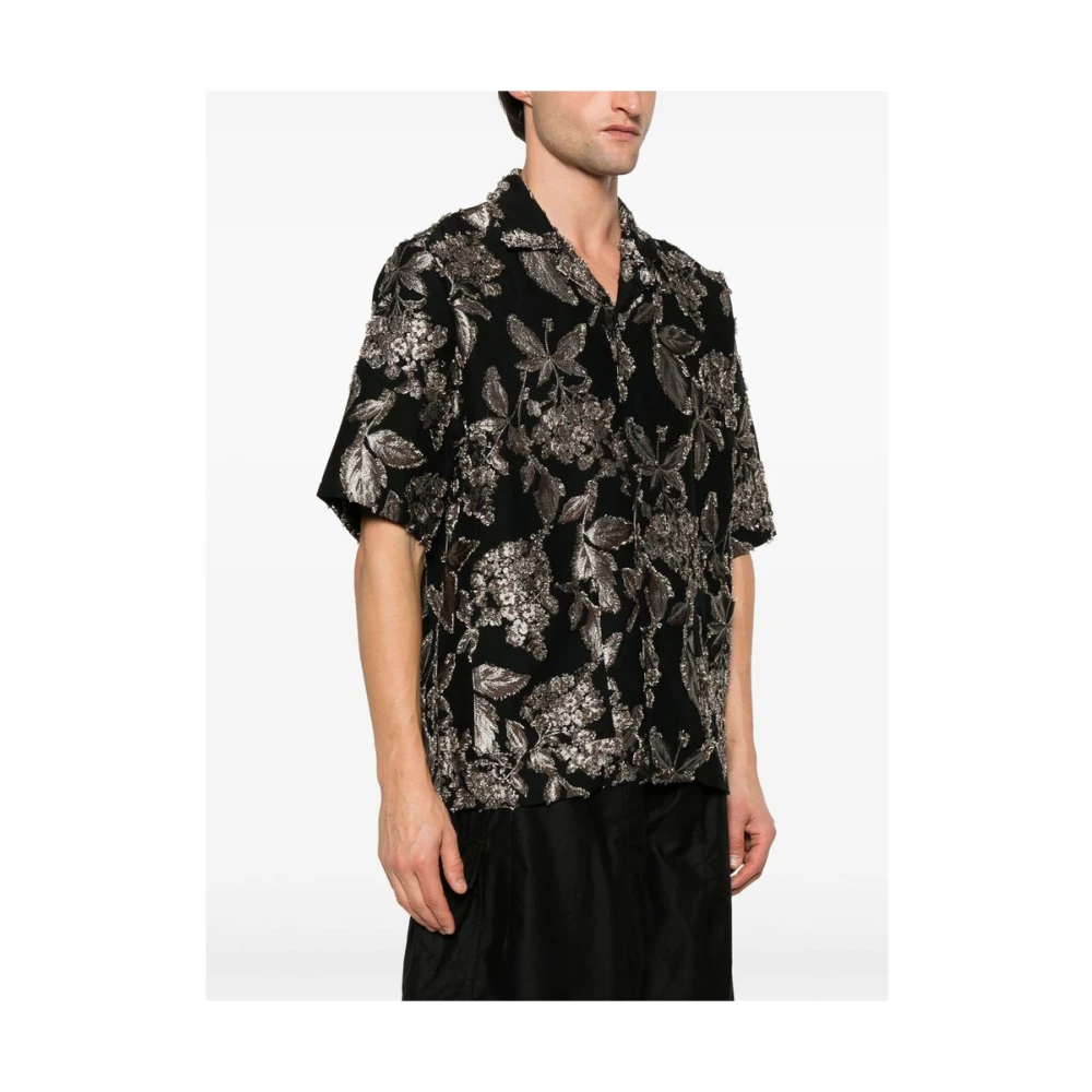 Needles Bloemen Jacquard Cuban Kraag Shirt Black Heren