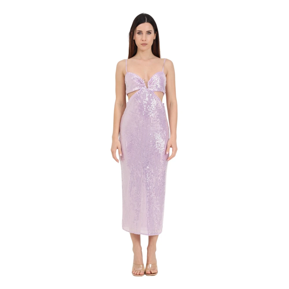 PATRIZIA PEPE Lila Paillet Midi Jurk Purple Dames