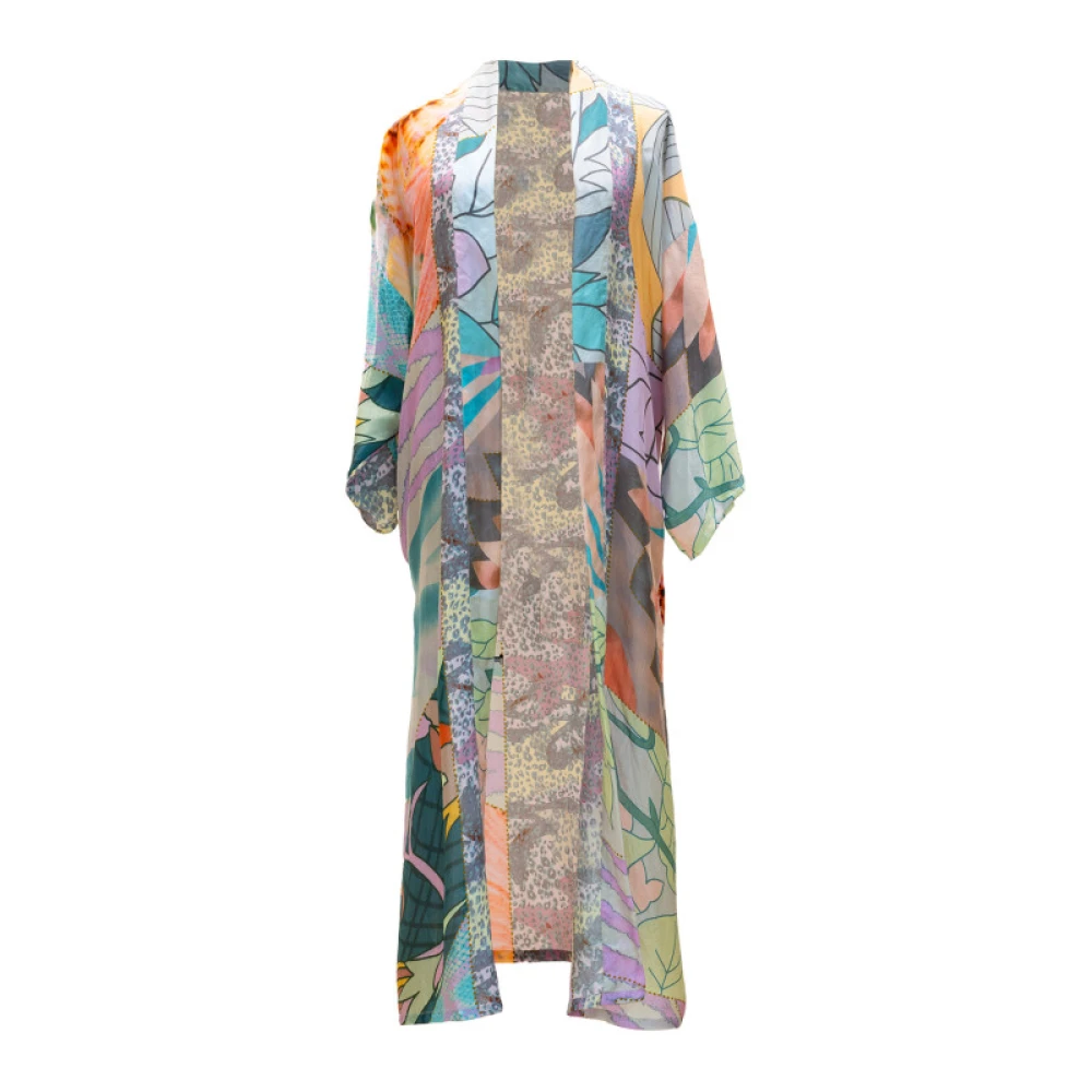 Mes Demoiselles Lång Silke Tryckt Kimono Shana Multicolor, Dam