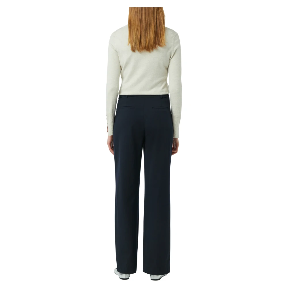 comma Elegante Marlenebroek met zakken en ceintuurlussen Blue Dames