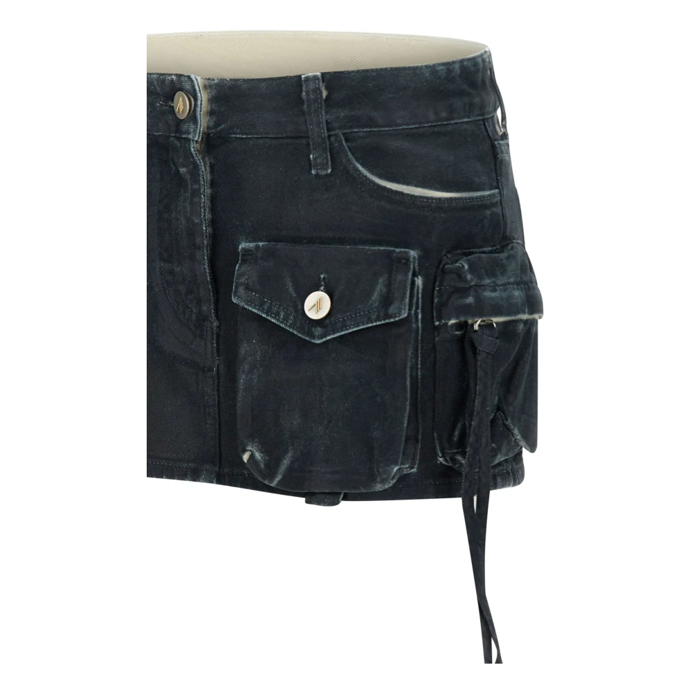 The Attico Denim Mini Rok met Delavè Effect Blue Dames