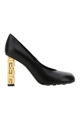 black-leather-logo-heel-pumps