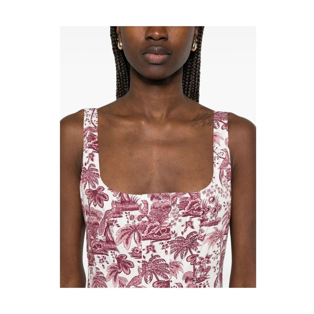 Staud Bloemen Bordeaux Rode Jurk Multicolor Dames