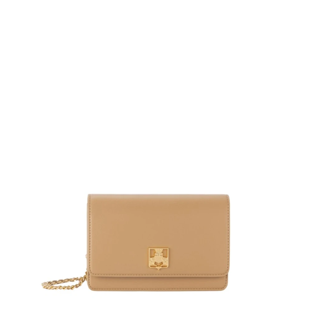 Elisabetta Franchi Stijlvolle Schoudertas met Logoplaat Brown Dames