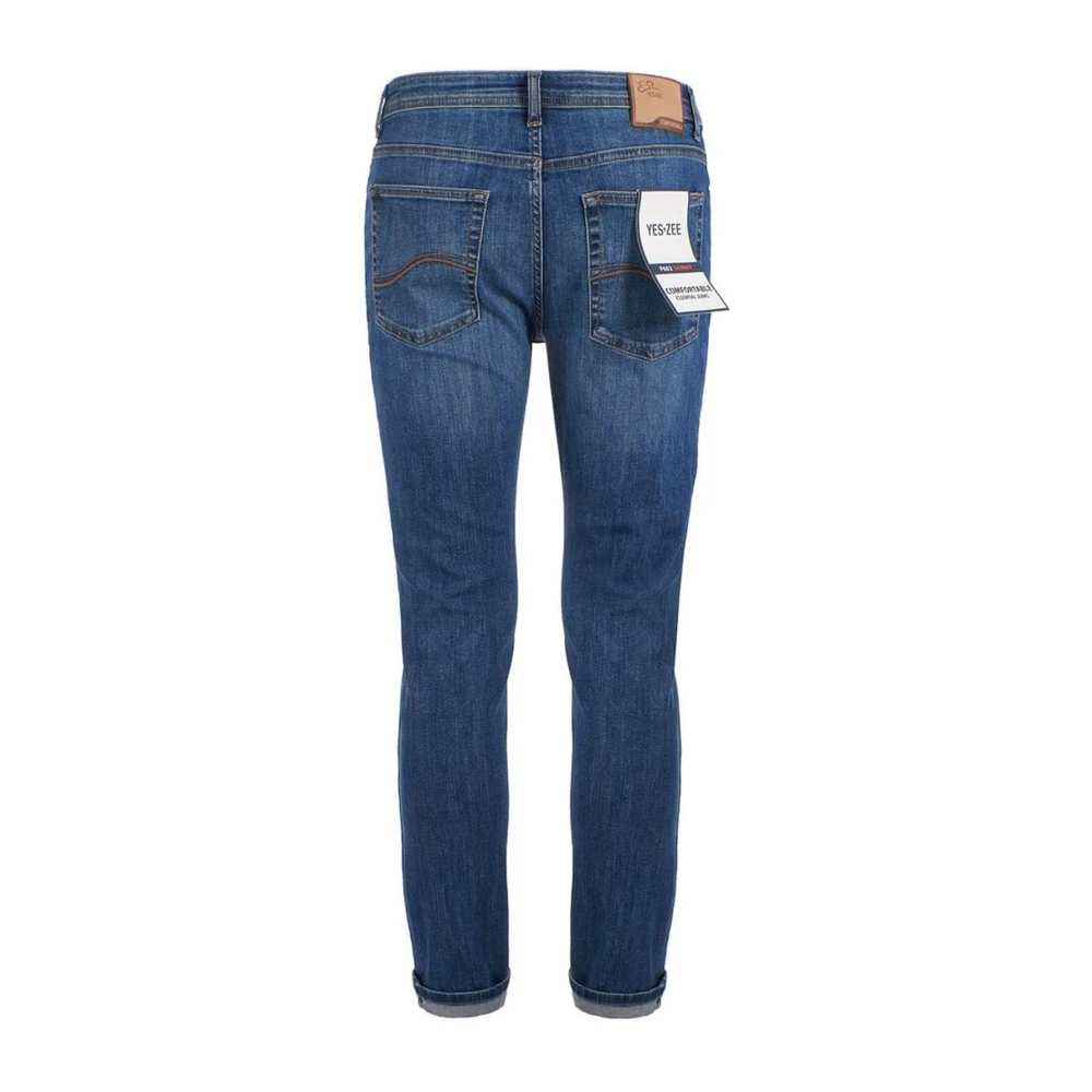 YES ZEE Blauwe Comfort Denim Jeans Vijf-Pocket Stijl Blue Heren