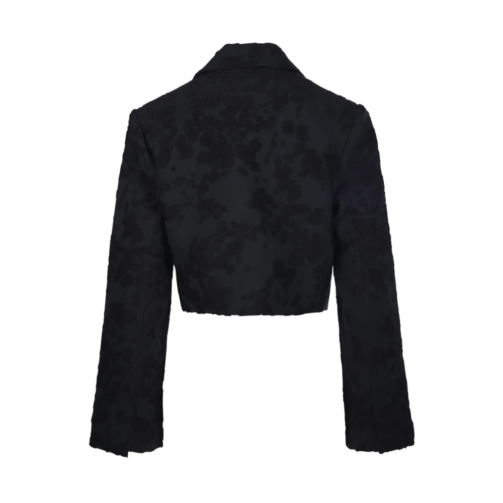 Ganni Zwarte Geknipte Boucle Blazer Black Dames