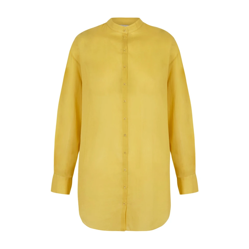 Cortana Gele Katoenen Voile Oversized Shirt Yellow Dames