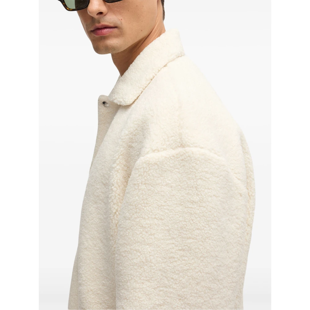 Hugo Boss Witte Open Maglia Shirt White Heren