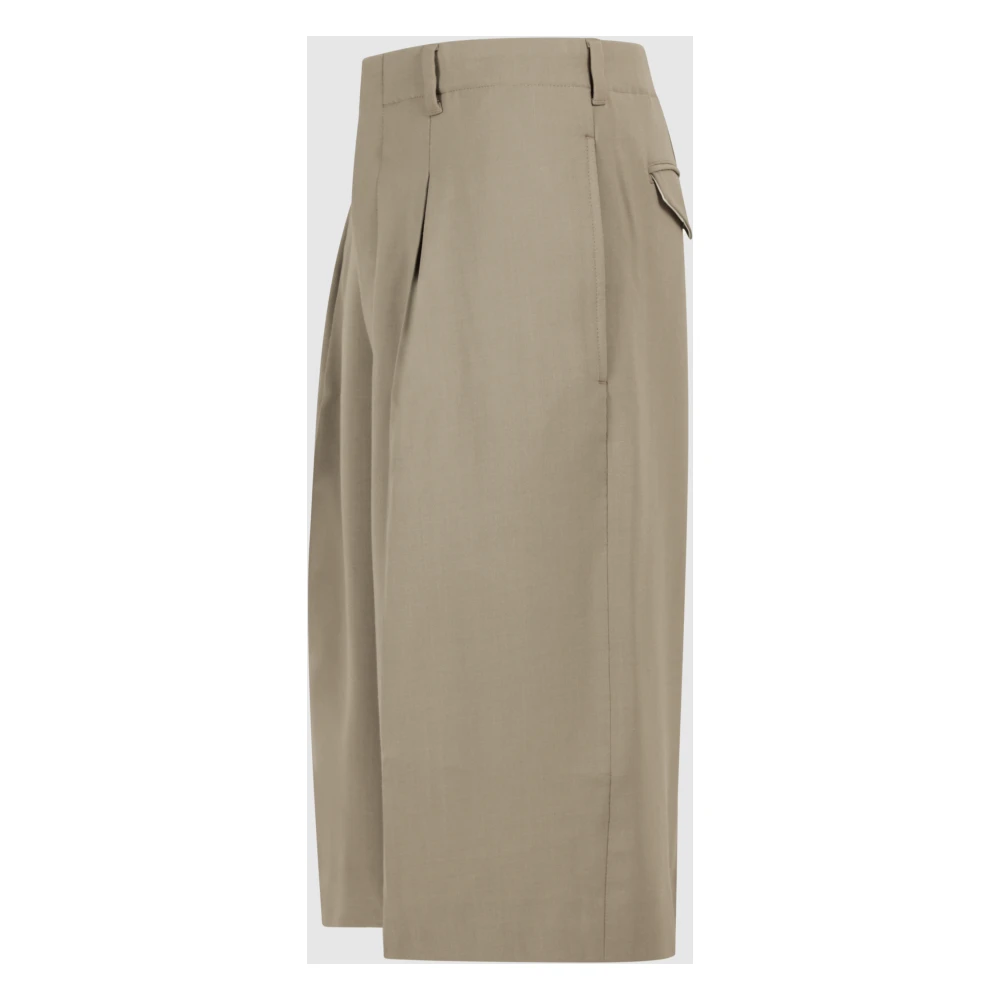 Ami Paris Hoge Taille Wijde Pijp Bermuda Broek Beige Heren