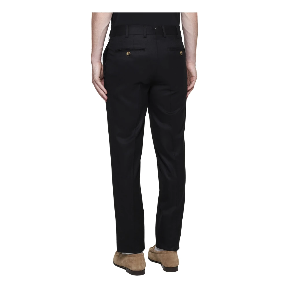 BRUNELLO CUCINELLI Zwarte Wollen Broek Rechte Pijp Black Heren
