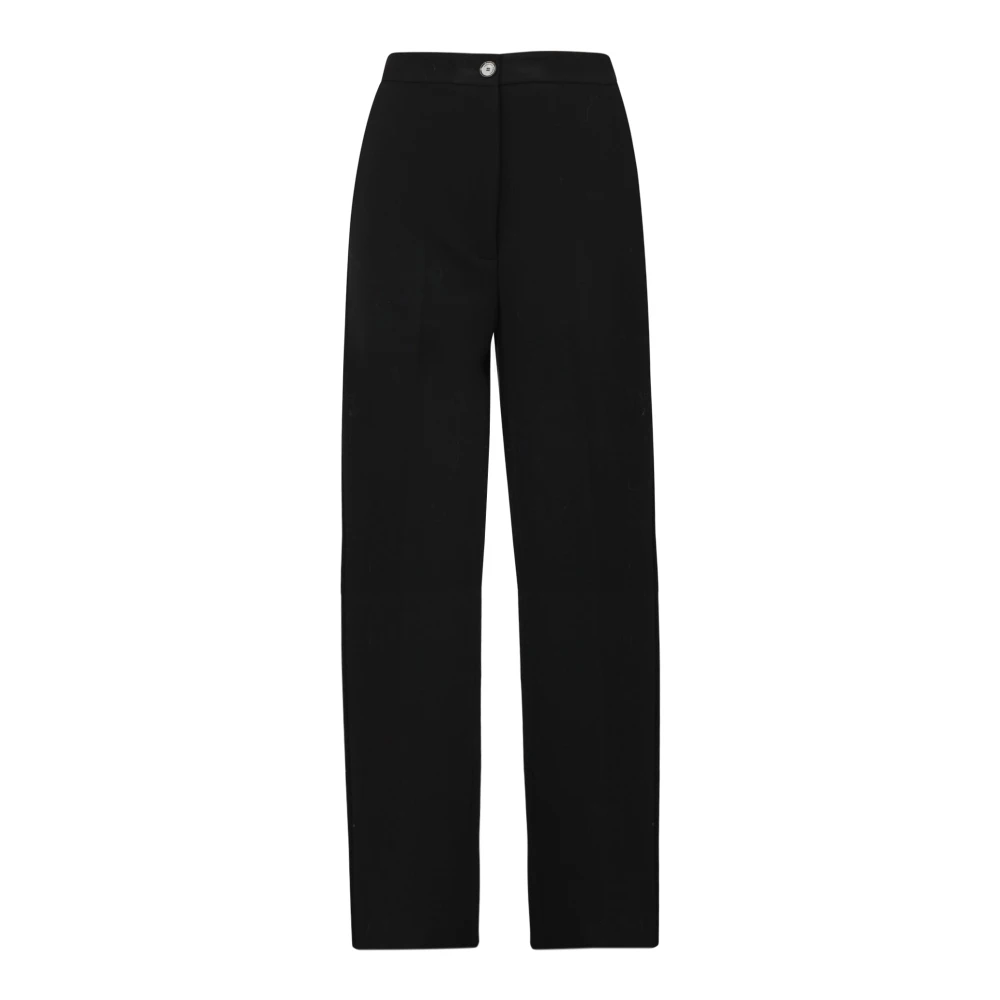 Liviana Conti Wijde Crepon Broek Rechte Pijp Black Dames
