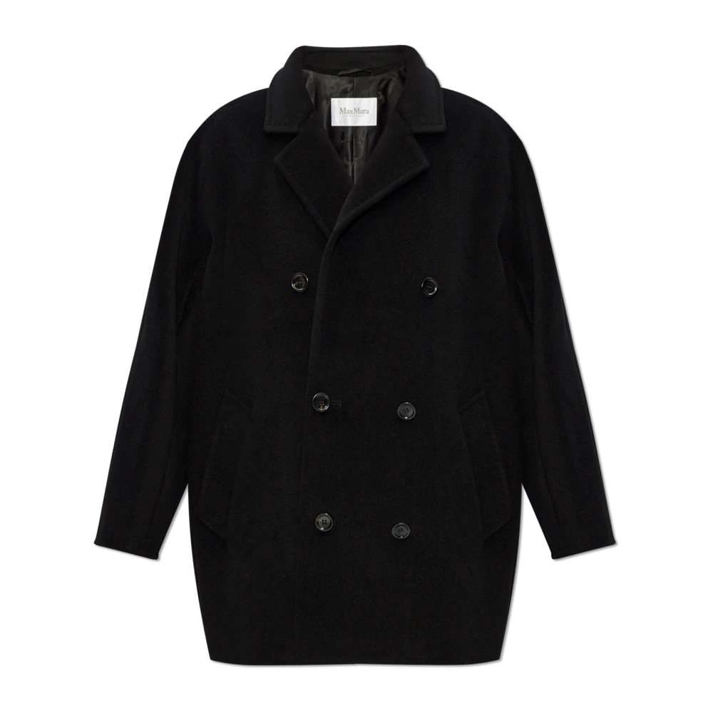 Max Mara Double-Breasted Coats, Female, 2XS, Short Coat Rebus Black
