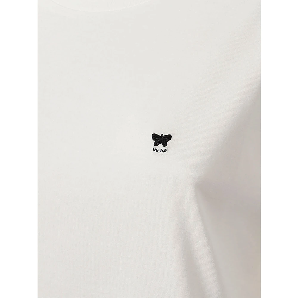 Max Mara Weekend Katoenen Basic T-shirt met logo White Dames