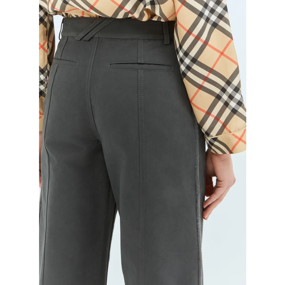 Burberry Geruite Manchet Broek Gray Dames