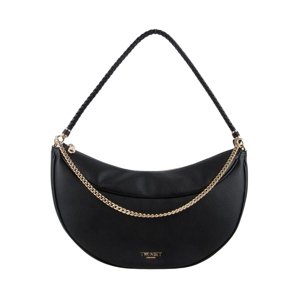 Twinset Black Shoulder Bags, Female, One Size, Half-Moon Hobo Bag