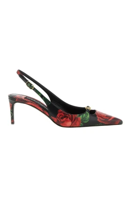 Rosendekor i kalvskinn med slingback-rem