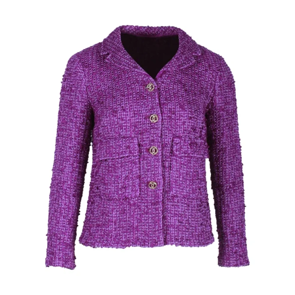 Chanel Vintage Pre-owned Cotton outerwear Purple Dames