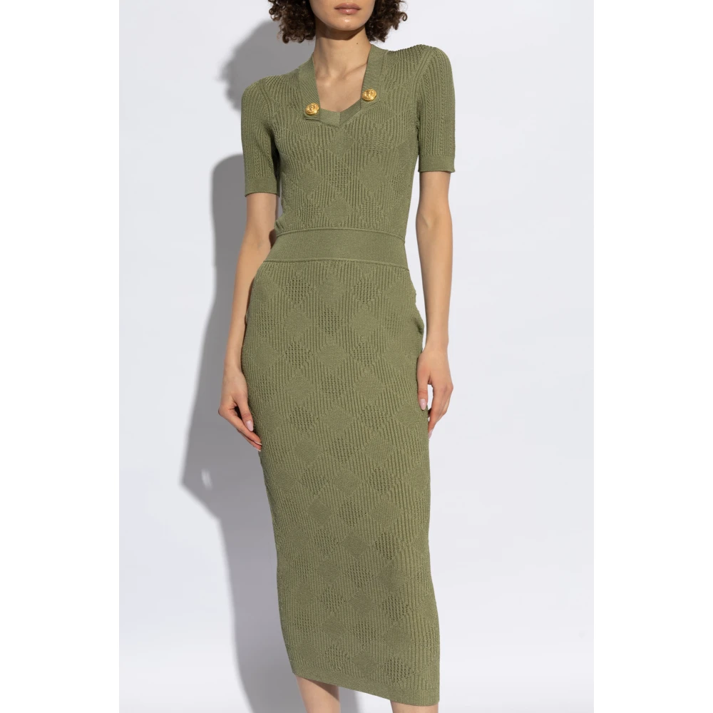 Balmain Jurk met korte mouwen Green Dames