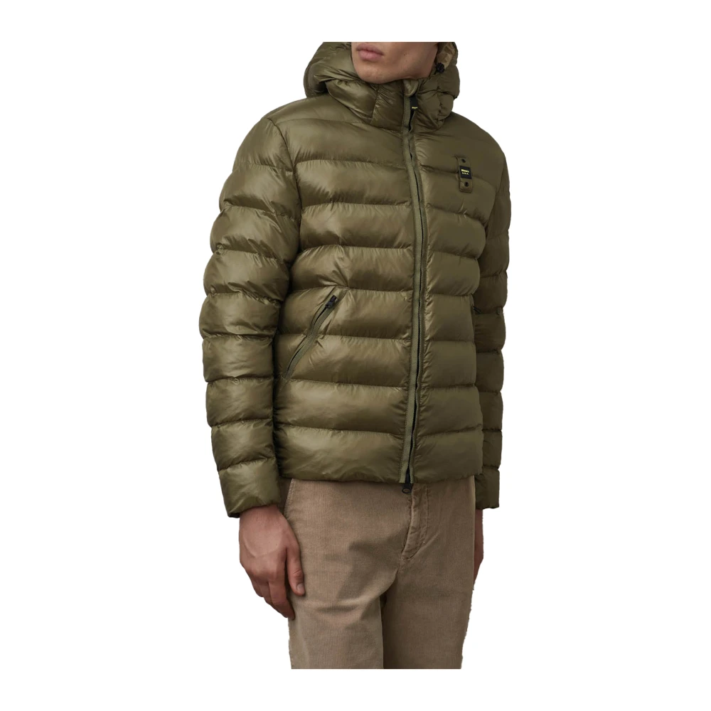 Blauer Groene Geruite Nylon Jas Green Heren