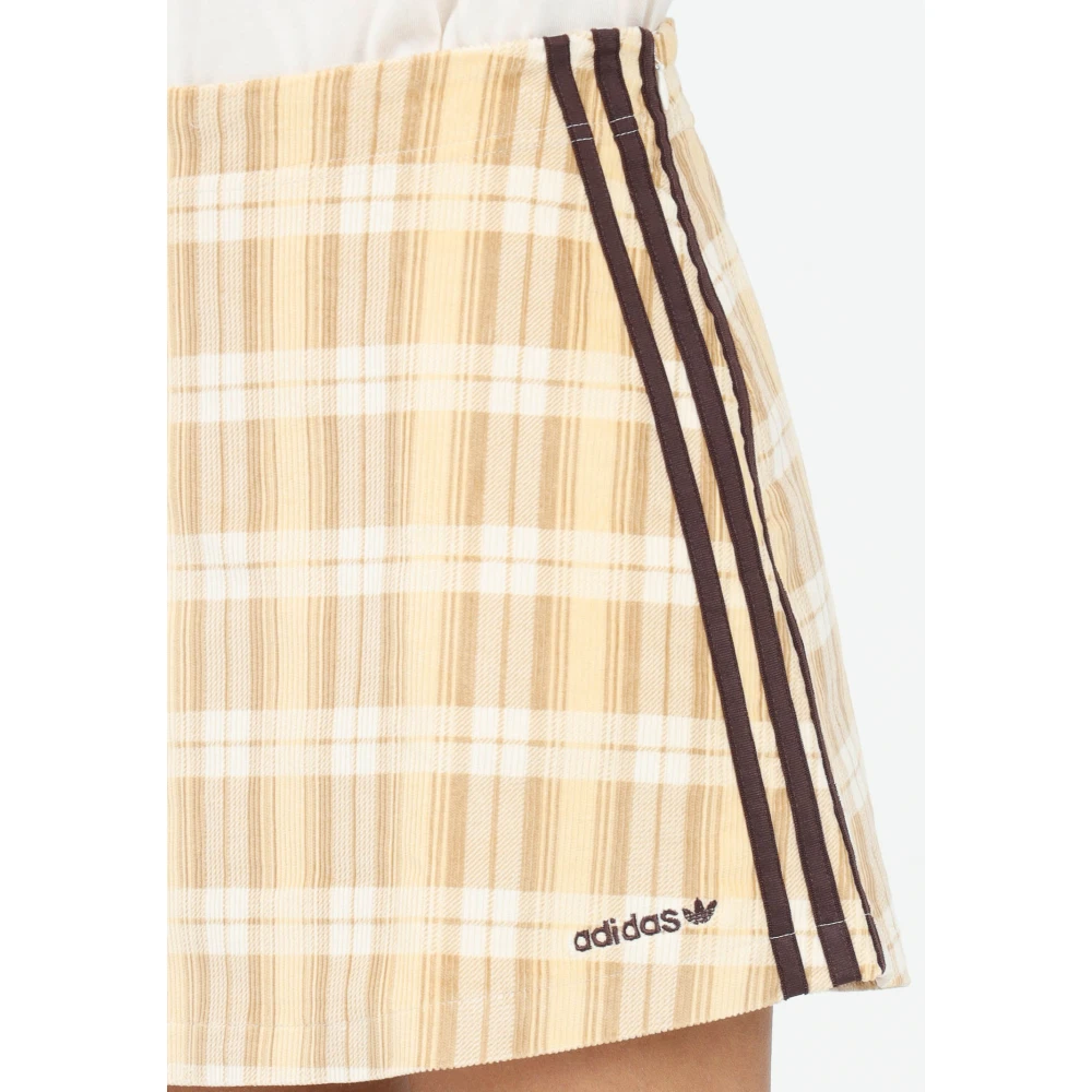 adidas Originals Corduroy Tartan Rok Beige Dames