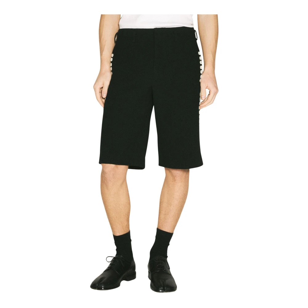 Comme des Garçons Knoop-Verfraaide Wollen Shorts Black Heren