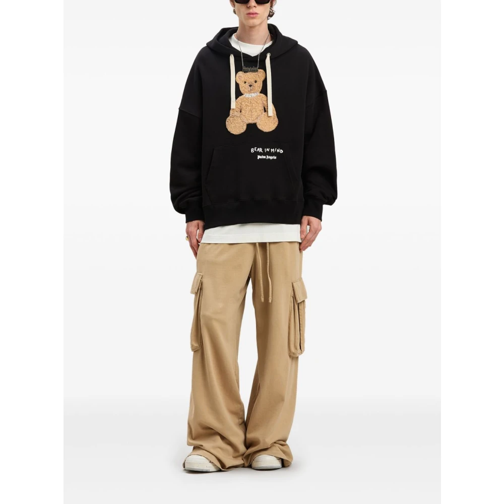 Palm Angels Zwarte Logo Print Hoodie Black Heren