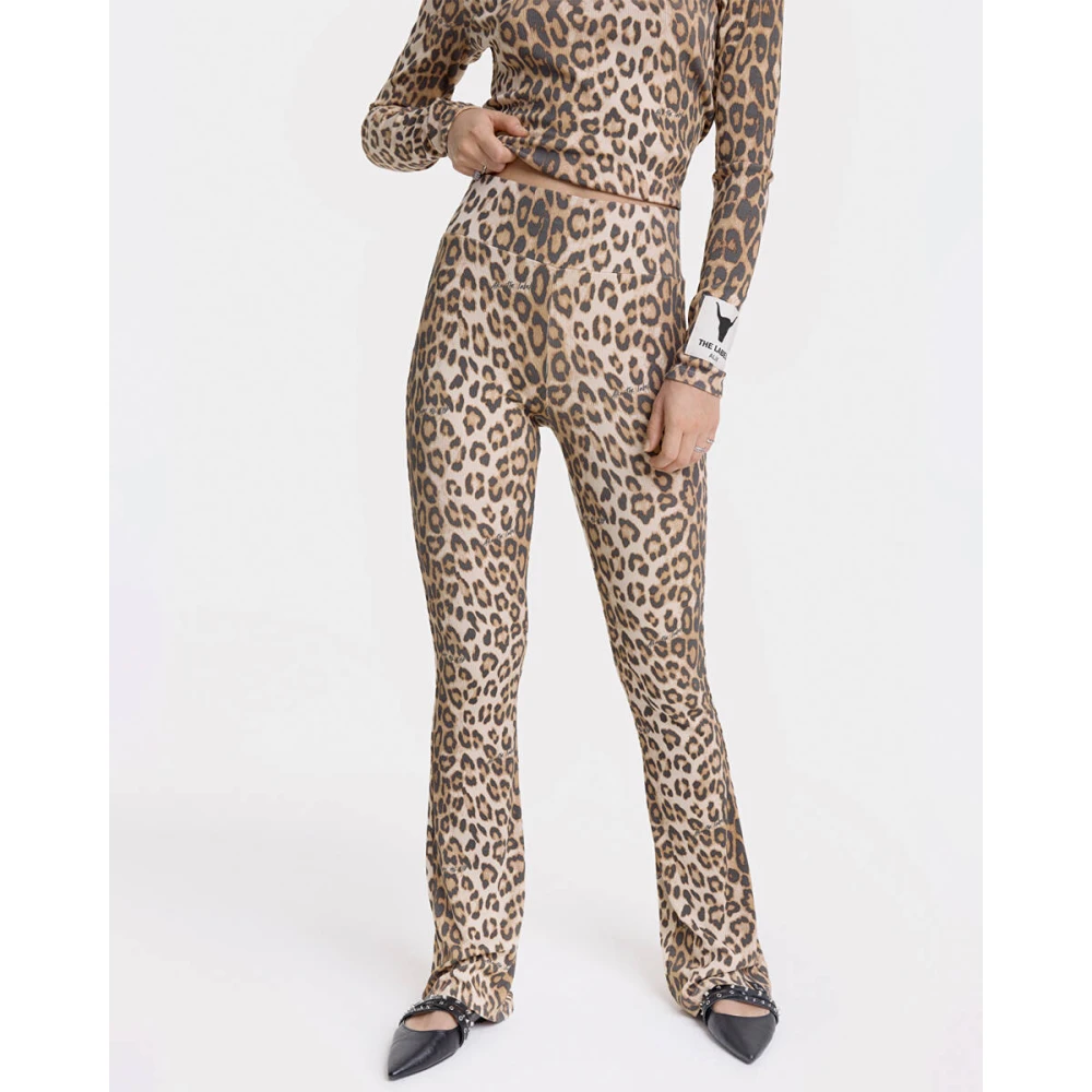 Alix The Label Gebreide Rib Flared Pants Brown Dames