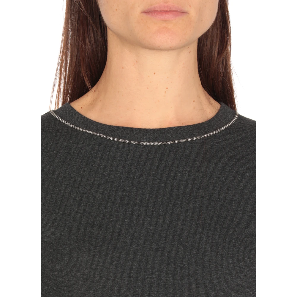 PESERICO Donkergrijze Katoenen T-shirt voor Vrouw Gray Dames