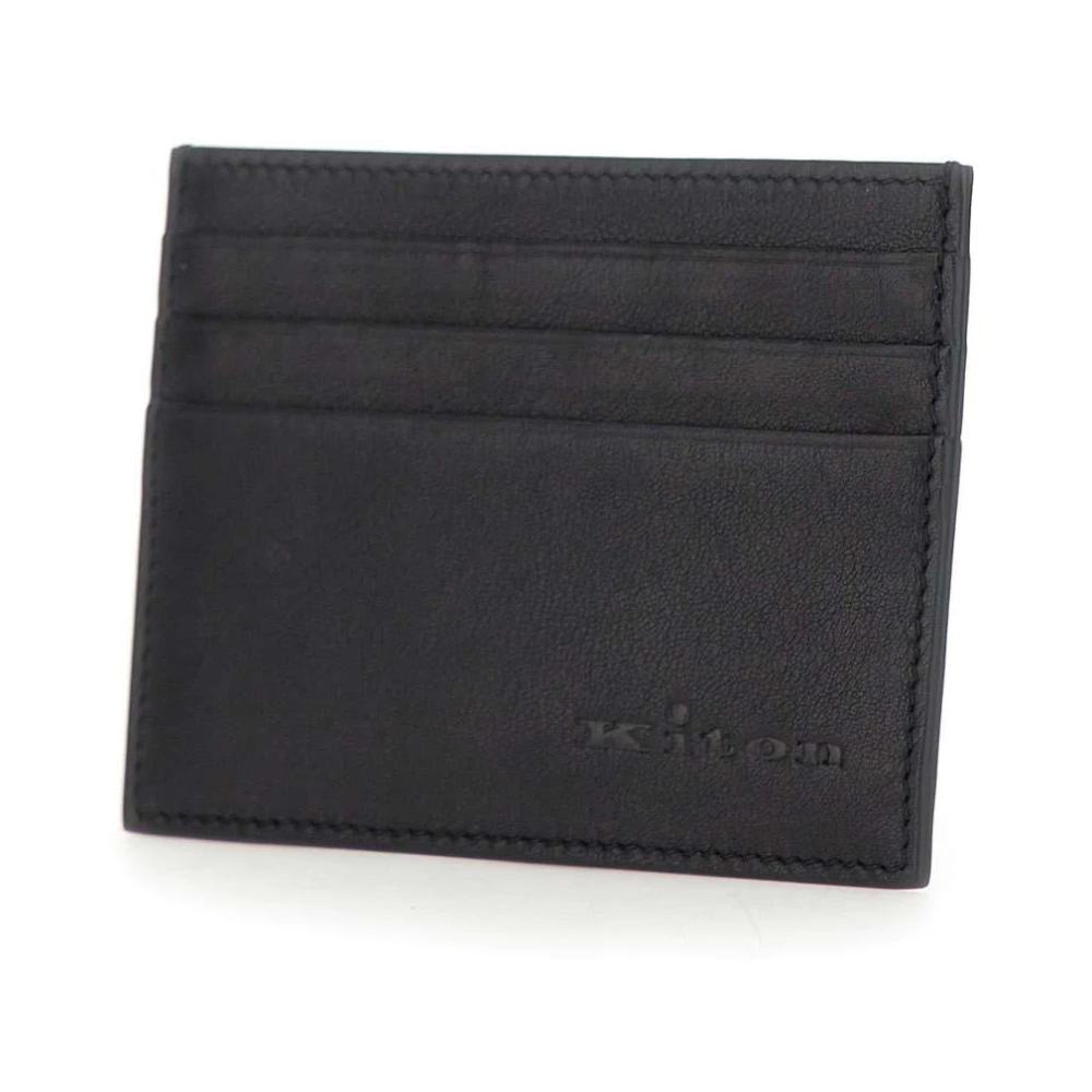 Kiton Leren Kaarthouder Zwart Multi-Compartiment Black Heren
