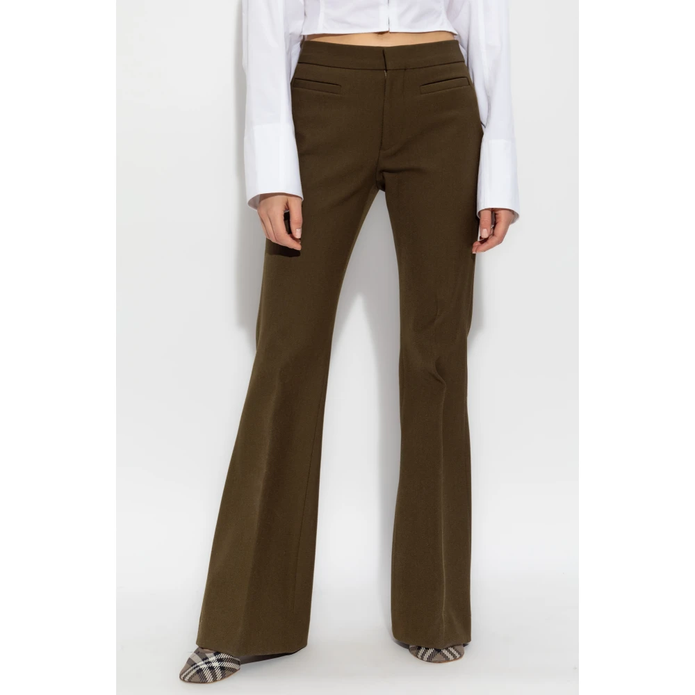 Burberry Broek met vouwen en uitlopende pijpen Green Dames