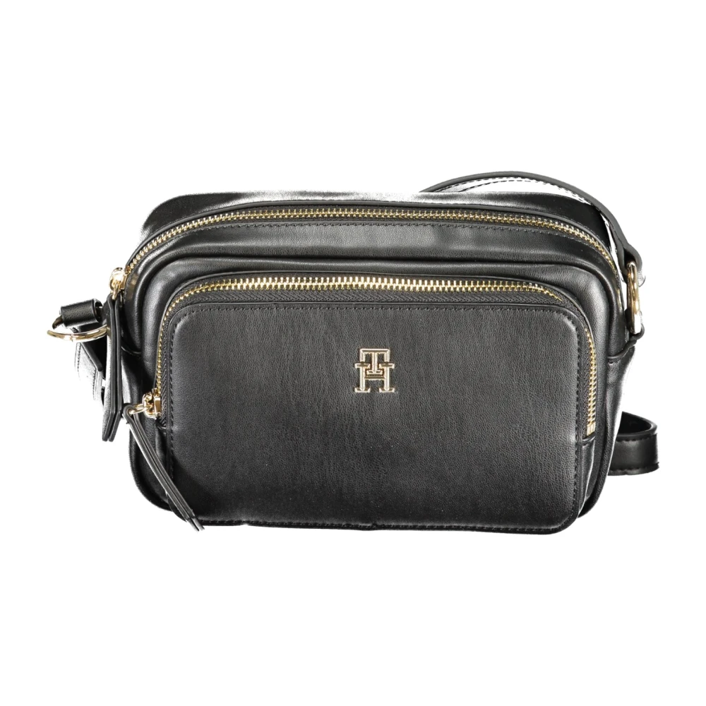 Tommy Hilfiger Zwarte Schoudertas met Ritssluiting Black Dames