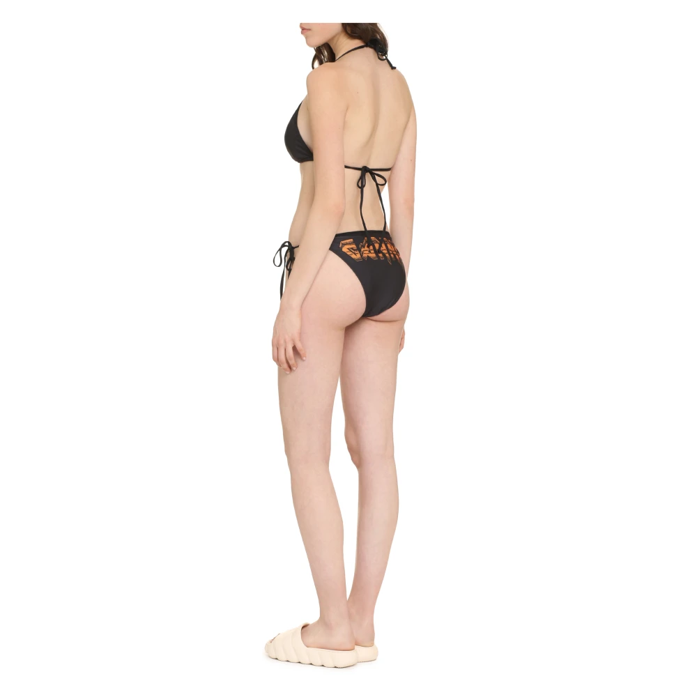 Ganni Contrasterende Print Strik Bikini Black Dames