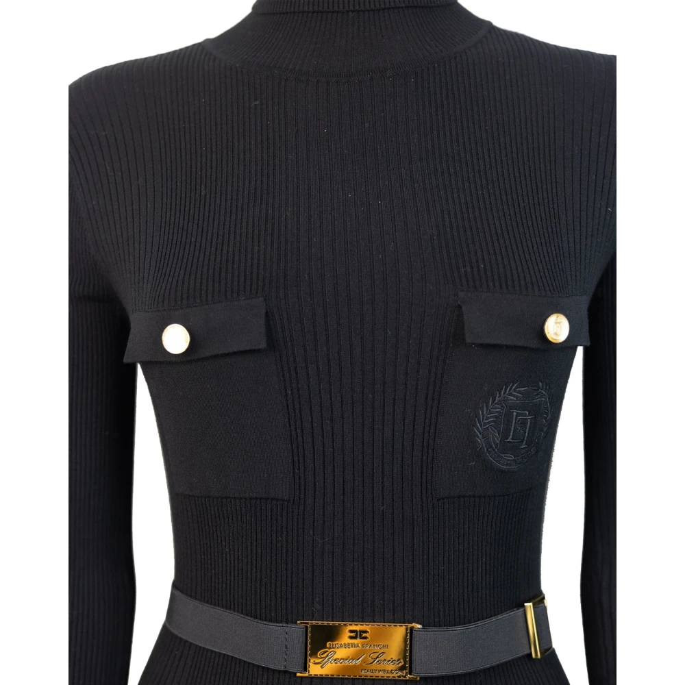 Elisabetta Franchi Zwarte Iconische Feminine Jurk Black Dames