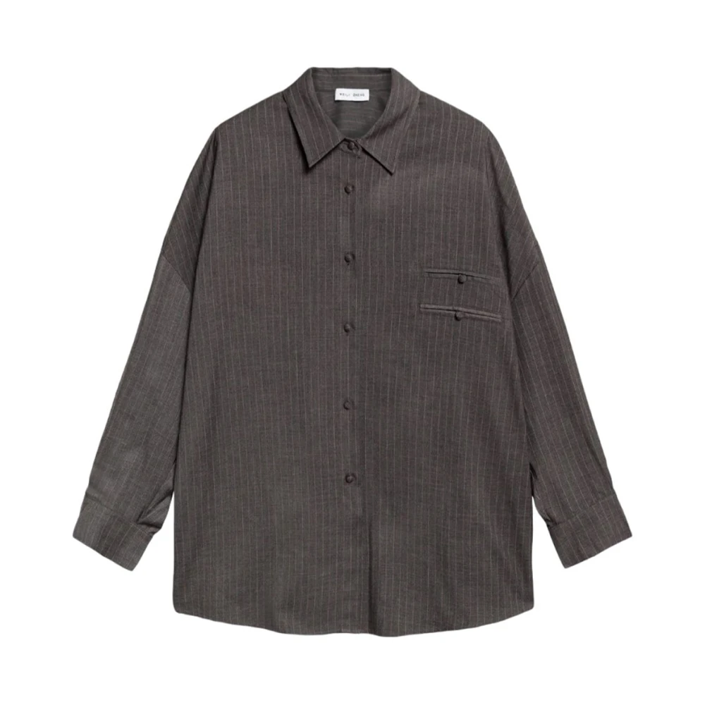 Weili Zheng Elegante Wollen Casual Shirt Gray Dames