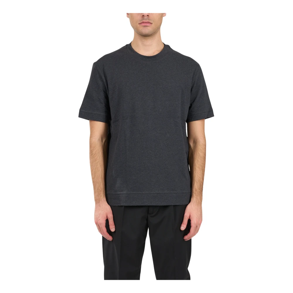 Paolo Pecora Katoenen T-shirt met geribbelde details Gray Heren