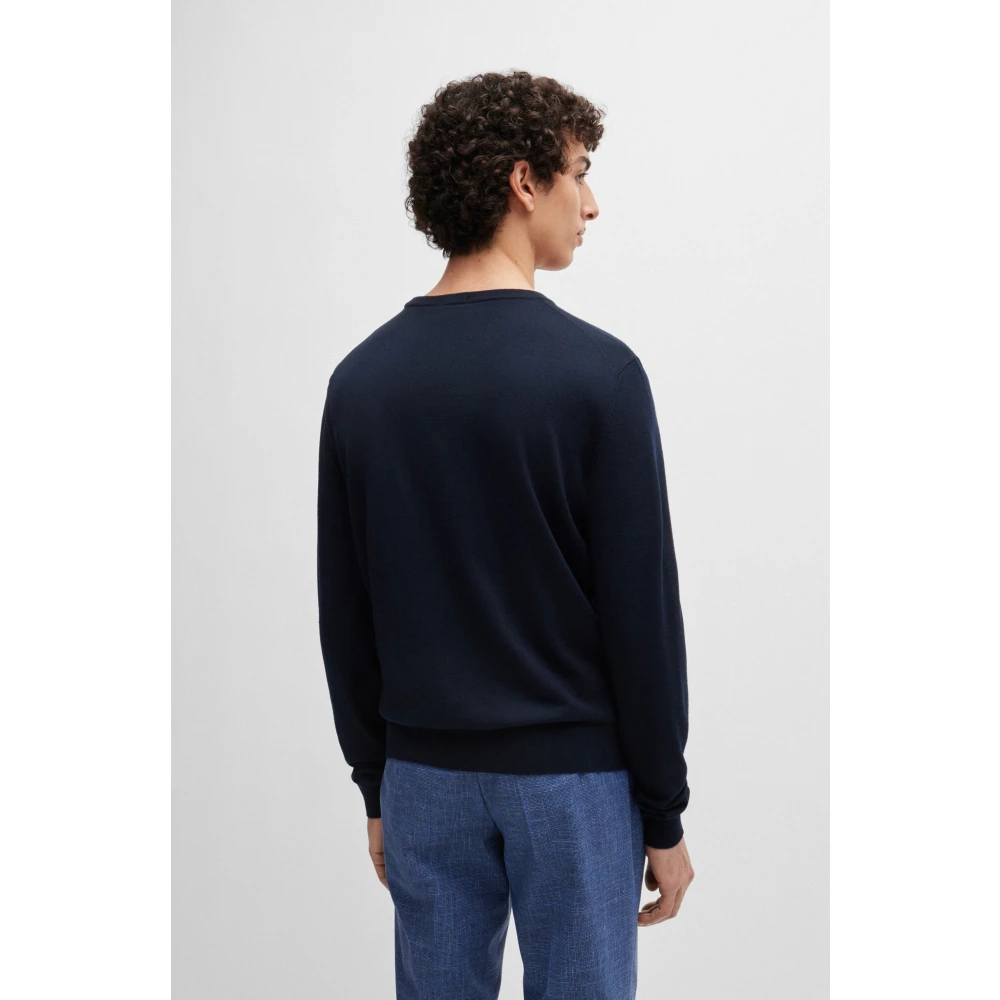 Hugo Boss Wollen trui met ronde hals Blue Heren