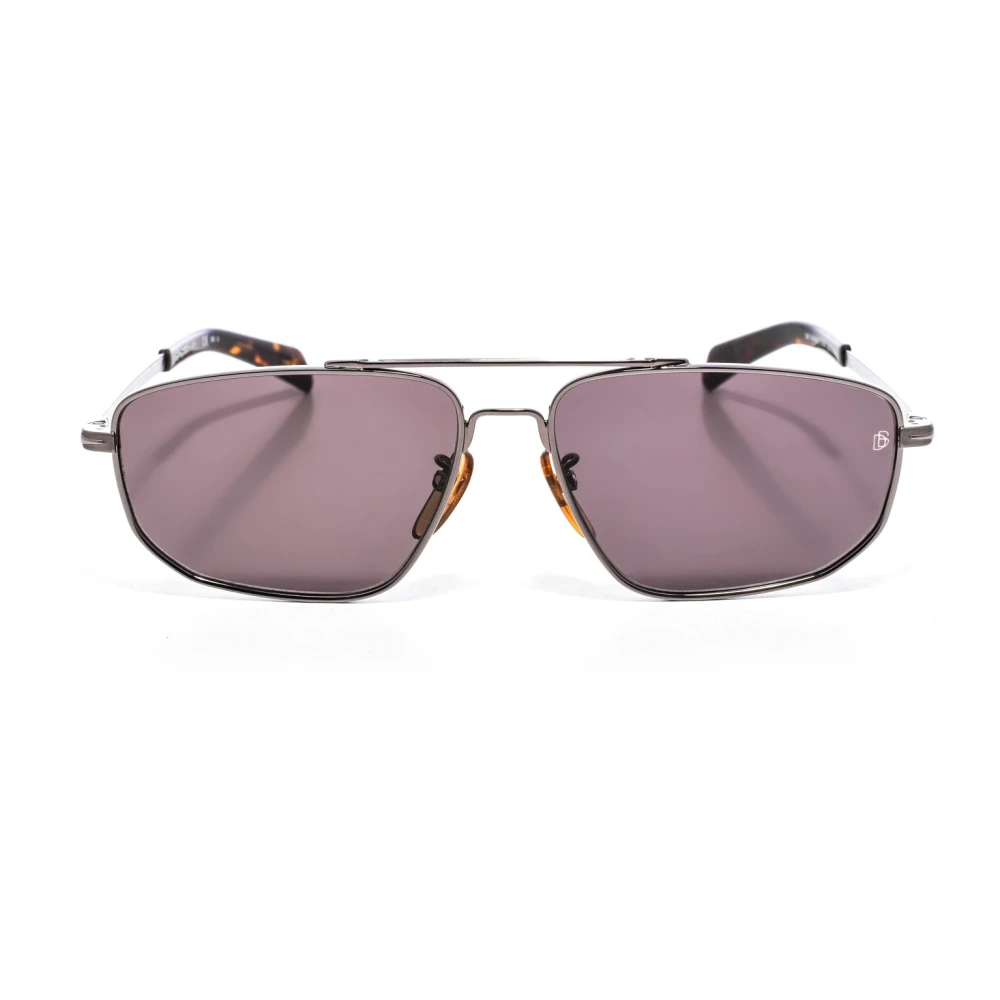 Eyewear By David Beckham Men's Gray Sunglasses, One Size, Rectangular Metal Sunglasses