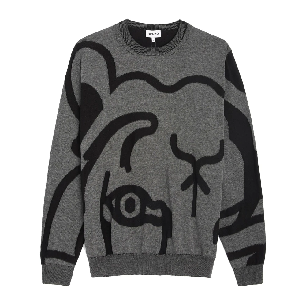 Kenzo Heren Sweatshirt met Abstracte Tijgerprint Gray Heren