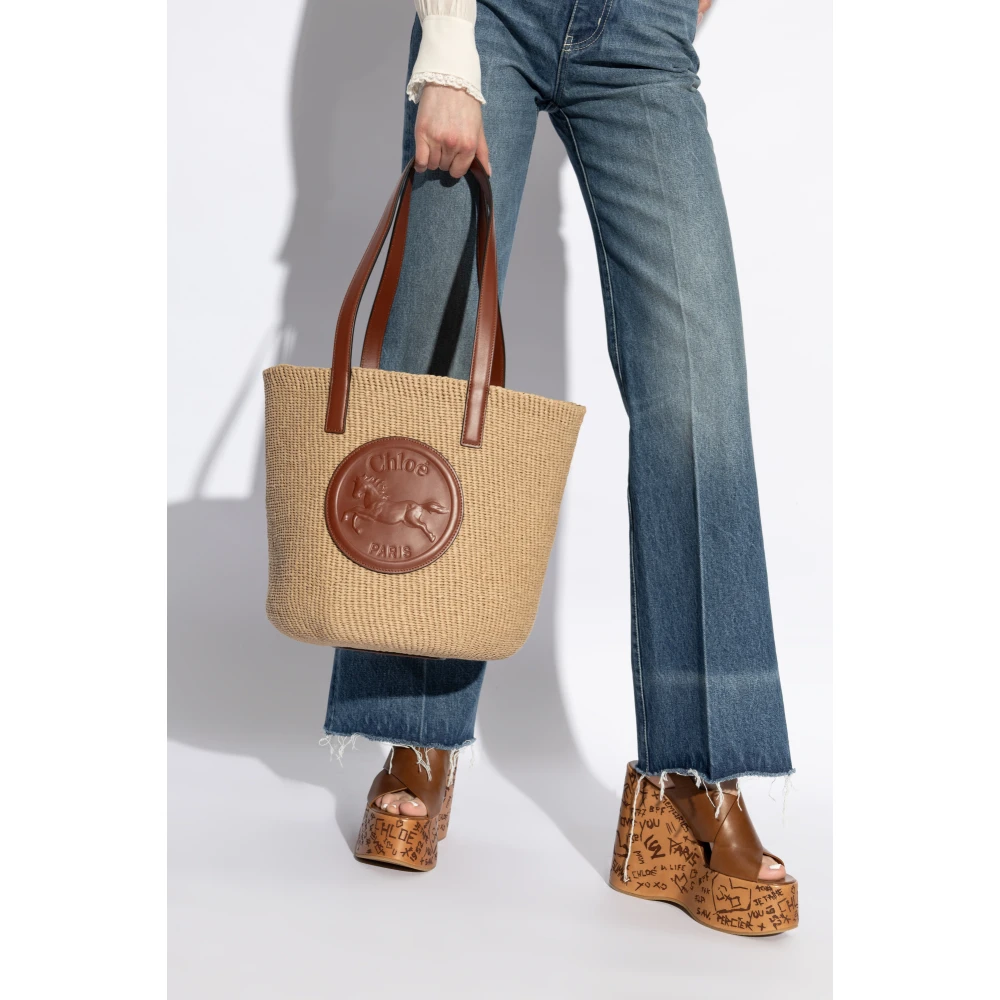Chloé Tas Paard Medaille Groot type shopper Beige Dames