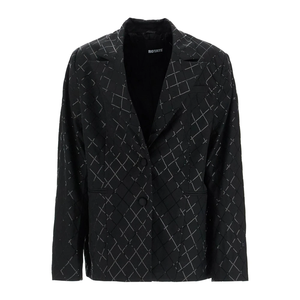 Rotate Birger Christensen Diamant Paillet Oversized Blazer Black Dames