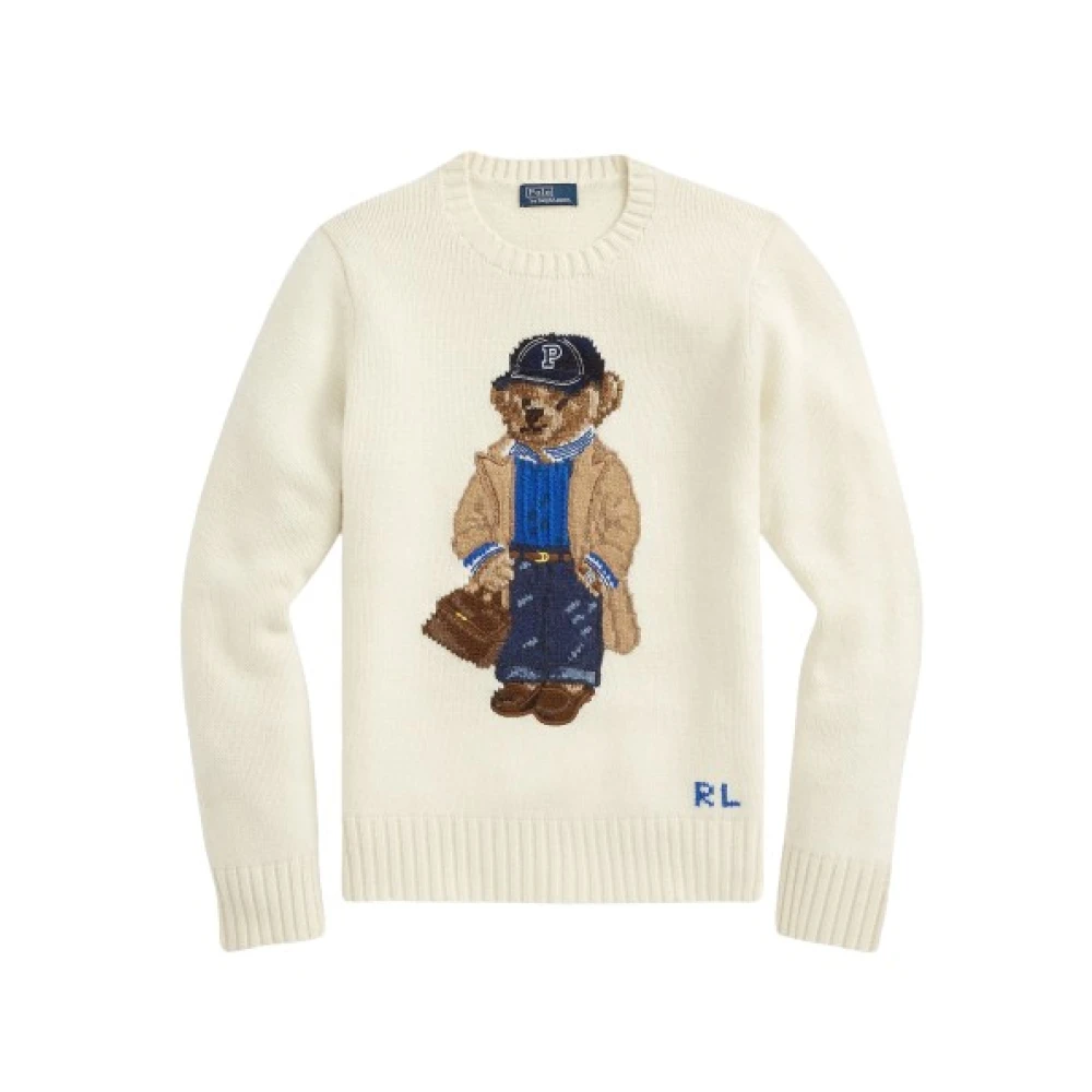Polo Ralph Lauren Blandad ull och kashmirtröja med Polo Bear Beige, Dam