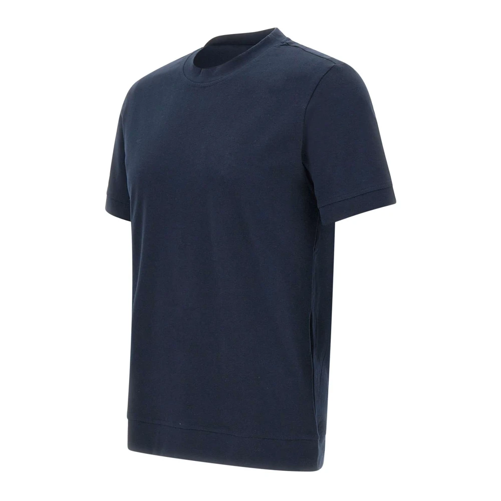 Paolo Pecora Heren Blauw Katoenen T-shirt met Logo Label Blue Heren